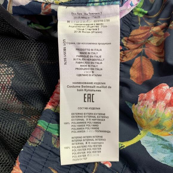 ETRO Size L Multi Color Floral Polyamide Swim Trunks - Picture 4 of 5